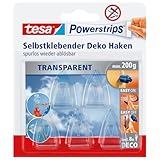 tesa Powerstrips DECO Haken SMALL - Klebehaken für Deko an Glas und Spiegel - bis zu 200 g...