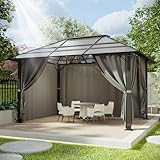 Devoko Pavillon 3x4 Wasserdicht Stabil Winterfest,Aluminium Gartenpavillon,Pavillon mit Festem Dach...