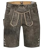 Schöneberger Trachten Couture Herren Lederhose kurz mit Trachtengürtel, Trachtenlederhose...
