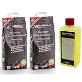 LotusGrill Buchenholzkohle 2X 2,5 kg Sack inkl. Brennpaste 500 ml, beides entwickelt für raucharmes...