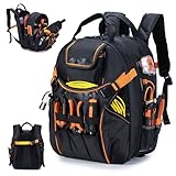 BAGZY Werkzeugrucksack Elektriker mit 17 Zoll Laptop -Abteil Oxford Wasserdichte Werkzeugsatz...