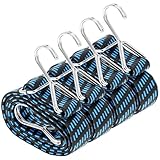 QWORK® 4 Stück Spanngummi mit Haken, Verstellbar 1Mx3cm Gepäckspanner, Doppelhaken Expander...