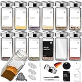 Miorkly Gewürzgläser Eckig mit Streueinsatz, Edelstahl Deckel Gewürzdosen Set 120ml,12...