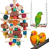 CNYMANY 2 Stück Papageienspielzeug, Maiskolben aus Natur Kauspielzeug für Vögel und...