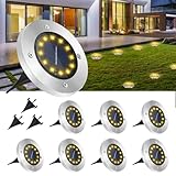 GREPRO Garten Solarleuchten für Außen 8 Stück, 12 LEDS Solar Bodenleuchten Aussen, IP65...