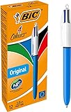 BIC 4 Farben Kugelschreiber Set 4 Colours Original, 12er Pack, Ideal für das Büro, das Home Office...