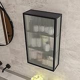 Schwarzer Hängeschrank – Einzeltür-Glasschrank für Wohnzimmer, Schlafzimmer, Küche und Bad, 60...