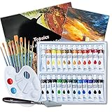 Topsics 37 PCS Acrylfarben Set, 24 x 12ml NON-TOXIC AcrylfarbenSet für Anfänger, Künstler, mit 10...