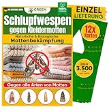 GREEN GUARDIA Schlupfwespen gegen Kleidermotten - 12 Karten à 1 Lieferung - Effektiv Motten...