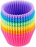 Amazon Basics Rund Wiederverwendbare Backförmchen aus Silikon, 12 Stück (backofenfest bis 220...