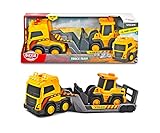 Dickie Toys – Volvo Truck Team – großer Spielzeug-LKW mit Anhänger und Radlader, mit Licht-...