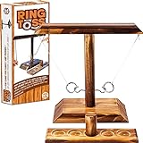 Ring Toss® Game | Geschicklichkeitsspiel aus Holz | Premium Qualität | Hängende Ringwurfmaschine...