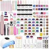 Milai Dipping Powder Nails Set mit 72W UV/LED Nail Lamp&Nagelfräser,Acryl Nagelset Starterset,12...