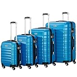 Zelsius Koffer Set 4 Stück, Blau | ABS Hartschalenkoffer mit Zahlenschloss, 4 Rollen und Innen...