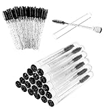 70 Stück Schwarze Wimpernbürstchen Einweg Wimpern Bürste mit 20 Stück Wiederverwendbare Leere...