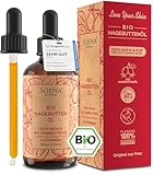 100% BIO HAGEBUTTENÖL | Kaltgepresst & Rein | Made in Germany | Natürliches Wildrosenöl - Rosehip...