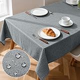 Pureegg Tischdecke Abwaschbar - Wachstuchtischdecke in Leinenoptik, Outdoor Wetterfest, Wasser- und...