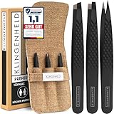 KLINGENHELD® Profi Pinzetten-Set mit ComfortGrip-Spitzen & Anti-Rutsch Griff - Maximaler Halt &...