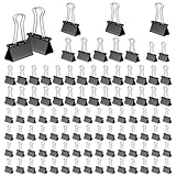 Mesybveo 100 Stück Foldback Klammern, 15 mm/ 19mm/ 25mm/ 32mm Papierklammern, Binder Clips aus...