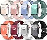 Mastten 8 Stück Sport Armbänder kompatibel mit Apple Watch Armband 38mm 40mm 41mm für Damen...