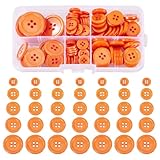 Crafans Flache runde Knöpfe mit 4 Löchern, 11/15/18/20/25 mm, dunkelorange, Kunstharz, zum Nähen,...
