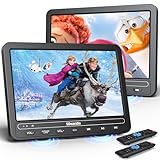GOnavidio 10,5 Zoll DVD-Player Auto 2 Monitore mit HDMI-Eingang, 5 Stunden Akku, tragbarer DVD...