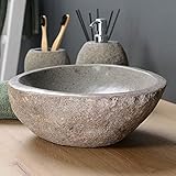 30 cm Naturstein-Waschbecken oval grau für Bad Gäste WC Steinwaschbecken Aufsatzwaschbecken aus...