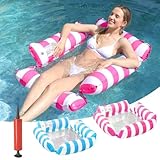 Luftsessel Aufblasbar 2PACK, JARAGAR 4-in-1 Luftmatratze Pool, Mehrzweck Faltbare Gestreifte...