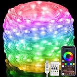 20M RGBIC Lichterkette Außen, Bunt Farbwechsel Lichtschlauch, Fernbedienung & App Steuerung, 99+...