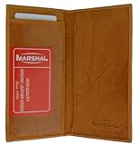 MARSHAL Simple-156 Scheckbuchhülle aus echtem weichem Leder, handgefertigt, Hellbraun,...