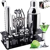 Tonsooze Cocktail Set, 18 Stück Edelstahl Cocktail Zubehör Mix Set, Cocktail Shaker, Party...