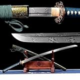 Musterstahl klingen-Katana,Handschutz aus reinem Kupfer vergoldet und versilbert,Massivholz scheide...