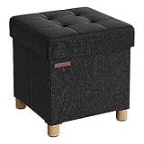 SONGMICS Sitzhocker mit Stauraum, kleine klappbare Sitzbank, 38 x 38 cm Fußbank, Aufbewahrungsbox,...