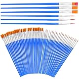 50 Stück Pinsel Set,25 Runde Pinsel & 25 Flache Pinsels Kleine Künstlerpinsel Nylon Acrylfarben...
