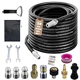 Rohrreinigungsschlauch Set 15m, 400 bar 140°C, mit Adapter und Düsen, Universal Rohrreinigungsset,...