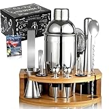 Leseed 12 Teiliges Cocktail Shaker Set, 750ml Edelstahl Cocktail Set mit Bambusständer &...
