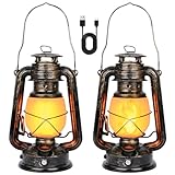 LED Vintage Laternen, Weinsamkeit 2 Pack Realistische Flackerflamme Hängende Laterne mit Touch...