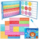 Holz Bruchrechnen Montessori Material,Arithmetisches Lernspielzeug mit Magnetic Fraction Tiles und...