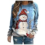 Blingko Norweger Pullover Damen mit Xmas Muster Aufdruck Pulli Frauen Lässige Sport Oberteile...