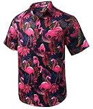 Rithern Hawaiihemd Herren Kurzarm Flamingo Hemd Strand Hawaii-Hemd Funky Freizeithemden für Männer...