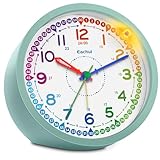 Eachui Analog Wecker Kinder ohne Ticken für Jungen und Mädchen - Lernwecker mit Nachtlicht, Snooze...