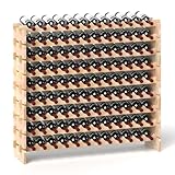 COSTWAY Weinregal Holz stapelbar, Flaschenregal für 108 Flaschen, Weinständer mit 9 Ebenen,...
