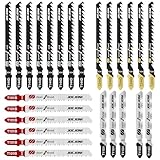 JOEJONI Stichsägeblätter Set, 25tlg T-Schaft Stichsägeblätter, Sägeblätter Stichsäge mit...