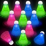 Hysagtek 12 Stück LED Badminton Bälle, Leuchtende Federbälle, Bunte LED Federball Bälle...