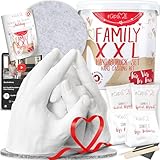 GipsME XXL 3D Handabdruck Set Familie Gipsabdruck für 4 Hände + Sockel Made in Germany - Premium...