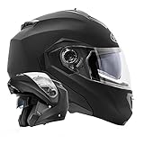 ATO Moto Motorradhelm Montreal Schwarz Klapphelm Integralhelm matt Größe L 59cm bis 60cm mit...