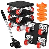 4 Stück Möbel Transportrollen Set,Schwerer Möbeltransporter mit Verlängerungsstange und 4...