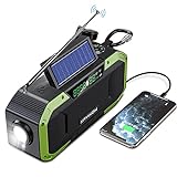 KAYINOW Kurbelradio Notfall mit Handyladefunktion Solar - mit Bluetooth Lautsprecher, IPX5...