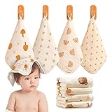 Caiery 8pcs Baby Musselin Waschlappen, Baby Badetücher/Weiche Neugeborene Baby Gesichtstücher,...