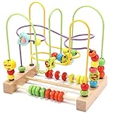 Jacootoys Motorikschleife aus Holz Roller Coaster Holzspielzeug Beweglich Lernspiel Bead Maze Babys...